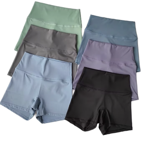 Shorts de yoga taille haute pour femme, sensation seconde peau, sans couture avant, style <span class=keywords><strong>cycliste</strong></span>, effet push-up, pour fitness, course et sport, longueur 5 points - Product Image 1