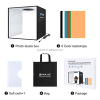 PULUZ Kit de studio photo avec anneau lumineux de 30 cm de haut, 97 CRI, vente en gros, nouveau design, 6 couleurs de toiles de fond, accessoires pour boîte à lumière
