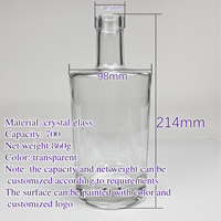 Bouteille en verre vide transparente de 750 ml, carrée, à épaule droite, pour emballage de whisky, vodka, vin et spiritueux, vente en gros OEM