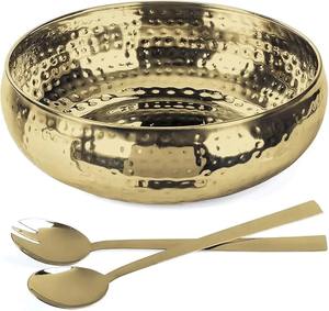 Bol de service à pied en métal galvanisé pour la maison Bol de cuisine Bol à fruits bol en métal martelé décoratif argenté - Product Image 2