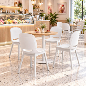 Silla de Comedor Moderna de Plástico Blanca GDRS 328E, Ligera y Apilable, para Restaurante, Cafetería y Hostelería - Product Image 2