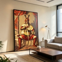Décoration Murale : Tableau sur Toile Guerrier Sikh, Affiche Artistique, Impression sur Toile, Art Religieux Sikh avec Cadre, Portrait de Héroïque Sikh