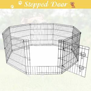 8 paneller Metal tel tavşan tavuk Run kafes katlanabilir köpek muhafaza açık evcil hayvan çiti kedi köpek oyun parkı - Product Image 6