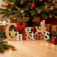 Figurine de Noël en bois personnalisée en forme de lettre, décoration alphabétique rustique pour table de Noël, étagère ou cheminée, cadeau de ferme