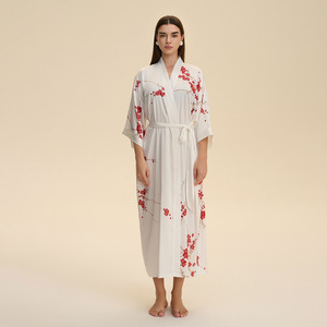 Pigiama Lussuoso in Raso Floreale Stile Europeo-Americano, <span class=keywords><strong>Taglie</strong></span> <span class=keywords><strong>Forti</strong></span>, Camicia <span class=keywords><strong>da</strong></span> <span class=keywords><strong>Notte</strong></span> Lunga a <span class=keywords><strong>Maniche</strong></span> <span class=keywords><strong>Lunghe</strong></span> per Donna, Primavera/Autunno - Product Image 3