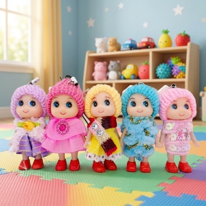 8cm Mini <b>Vinyl</b> Cartoon Doll Light Keychain with Mobile Phone Pendant Durable Wedding Gift for Girls - Product Image 1