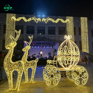 Decorazione <span class=keywords><strong>LED</strong></span> Gigante per Esterni: Slitta con Renne, Scultura 3D Luminosa per Eventi Natalizi Commerciali - Product Image 4