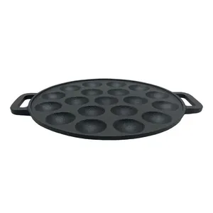 Delikler ile doldurulmuş gözleme ızgara tavası, yapışmaz dökme demir poffertstuffed Pancake Pan plaka Takoyaki veya Aebleskiver pişirme plakası