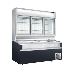Congélateur vertical SDERE avec porte coulissante en verre pour îlot de présentation en supermarché, modèle DCE, certifié CE/ISO, électronique - Product Image 1