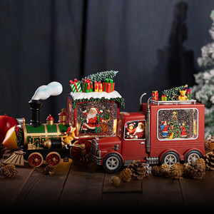 Boîte à musique de Noël avec globe à neige, scène du Père Noël, effet de neige tombante, train, cadeau pour enfant, veilleuse pour garçon, dropshipping Shopify - Product Image 6