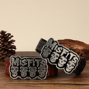 Neues Design Misfits Totenkopf PU-Ledergürtel mit Großer Metallschnalle, Europäischer Goth-Punk-Stil, Geprägte Casual Herren-Taillengürtel - Product Image 4
