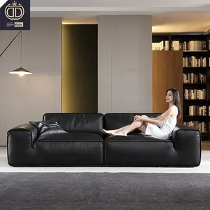 Sofa modular kulit lebar yang nyaman chateau dax furniture avenue mewah pembagi sofa kulit hitam besar