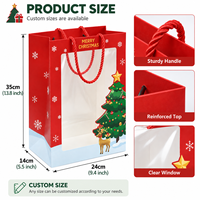 Sacs en papier de Noël avec fenêtre en PVC, sacs cadeaux en carton blanc avec poignées, sacs en papier personnalisés avec votre propre logo pour l'emballage
