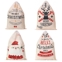 Grands sacs de Noël réutilisables Diy Sublimation Canvas Cadeaux de Noël Sacs de Père Noël Sac de Noël avec cordon de serrage