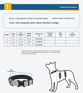 <span class=keywords><strong>Collar</strong></span> de Perro Grande Ajustable de Nailon Resistente, Reflectante, para Entrenamiento Táctico K9, con Logotipo Personalizado - Product Image 6