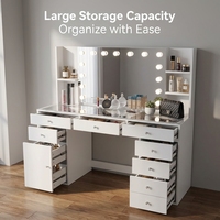 Coiffeuse moderne en bois massif durable et économique avec miroir et 8 tiroirs pour salon, chambre, hôtel, salle de bain