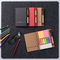 Bloc-notes Liushun A6 de petite taille en papier kraft brun avec stylo et notes adhésives, reliure spirale, organisateur, logo personnalisé