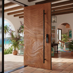 Porte Pivotanti in Legno Massello Personalizzate per Villa Moderna, Nuove Porte di Sicurezza Frontali per Ingresso Principale - Product Image 2