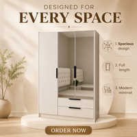Armoire moderne en bois à 3 portes avec miroir, armoire de rangement pour chambre à coucher, tiroirs multifonctionnels pour le rangement des vêtements, pour le salon, l'école