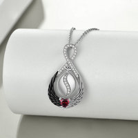 Souvenir crémation bijoux 925 argent Sterling coeur cubique Zircon symbole infini ange ailes urne collier pour les femmes