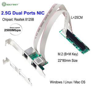 Tarjeta Ethernet Interna de 2 Puertos M.2 NGFF 2.5G con Cable RTL8125B para Expansión de LAN Dual (En Stock) Tarjeta de Red 2.5G - Product Image 3