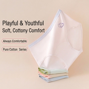Shorts en coton sans couture pour adolescentes, entrejambe en coton doux, motif dessin animé, couleur unie, respectueux de la peau, écologique, sous-vêtements pour filles - Product Image 3