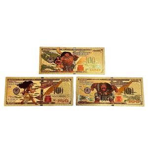 Banconota Commemorativa Moana in Lamina d'Oro da $<span class=keywords><strong>100</strong></span>, Stile Anime Americano, Regalo da Collezione - Product Image 1