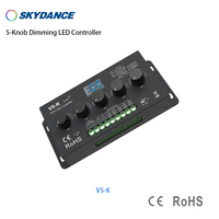 Contrôleur LED 5-en-1 à 5 boutons 12-48VDC CV 5 canaux pour bandes LED monochromes, température de couleur, RGB, RGBW, RGB+CCT