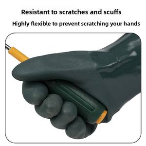 35cm manga larga Jersey forro arena acabado Palma impermeable aceite resistente a los químicos verde industrial Pvc guantes - Product Image 3