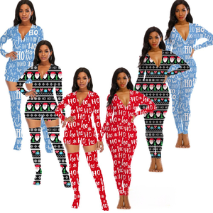 Pijama enterizo elástico sexy de verano para mujer, diseño personalizado HOHO de Navidad y San Valentín - Product Image 1