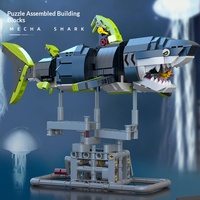 Compatible con Modelos de Tiburón Mecánicos de Plástico ABS, Bloques de Construcción de Partículas Pequeñas, Adornos para Niños
