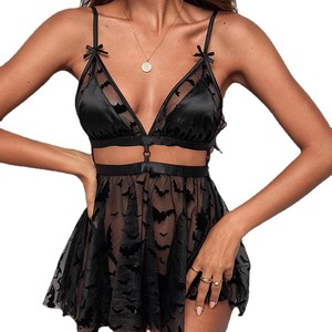 Vestido sexy transparente para mujer, camisón estampado con escote profundo en V, provocativo y sensual, vestido erótico sin espalda. - Product Image 5