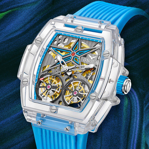 Montre mécanique automatique pour homme ONOLA, marque de mode, boîtier transparent, creux, luxe, étanche, alarme, cadran en verre ON6828 - Product Image 4