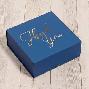 Boîte cadeau en carton rigide gris avec logo personnalisé, fermeture magnétique, boîte en papier bleue - Product Image 1
