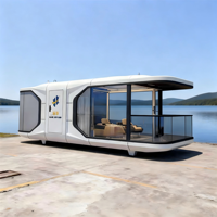 Base de ponton flottant préfabriquée, mini-cabine de lac, style capsule, maison flottante