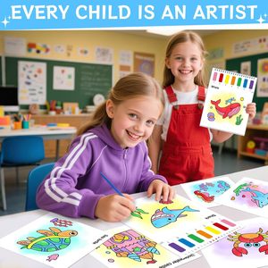 <span class=keywords><strong>Libro</strong></span> <span class=keywords><strong>de</strong></span> Pintura <span class=keywords><strong>de</strong></span> Acuarelas sin Manchas con Temática del Mundo Marino para Niños Pequeños y Niños <span class=keywords><strong>de</strong></span> 1 a 8 Años, Encuadernado Térmicamente, 10 Hojas - Product Image 4