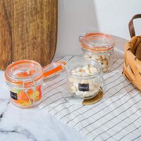 Grosir 7oz 16oz karet anti bocor Gasket stoples kaca dengan tutup kedap udara kaca wadah penyimpanan mulut lebar Mason Jar