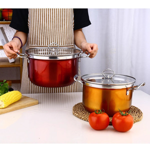 Stainless Steel Soup <b>Pot</b> <b>Set</b> Colored 5 Piece Induction Compatible Household Stewing <b>Pot</b> With Glass Lid - Product Image 1