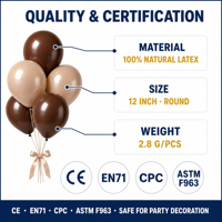 Ballons en latex brillant marron Feile, 50 pièces, 12 pouces, double remplissage, pour anniversaires, baby showers, mariages, Thanksgiving, fêtes