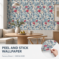 Papier peint auto-adhésif imperméable à motif floral de conception industrielle Fancyfix, rouleaux de 44 cm, tailles personnalisées, 1 an, armoires de chambre à coucher