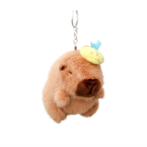 Capybara Plushies Llavero PP Malla de algodón Cross-Dress Mochila Comida Hamburguesa Papas fritas Pirata Chef Croissants Abeja Peluche Animal Juguetes - Product Image 6