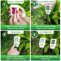 Testeur de sol numérique portable 3/7-en-1 pour plantes : pH, EC, température, humidité, fertilité, luminosité du soleil - Fonctionne avec 3 piles AAA