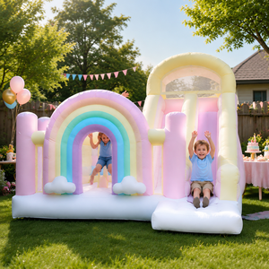 Castillo Inflable con Tobogán, Trampolín <span class=keywords><strong>Arco</strong></span>íris para Fiestas Infantiles, Alquiler de Juegos Inflables, Castillo Brincolín con Tobogán - Product Image 2