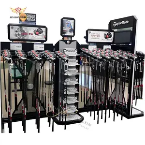 Expositor de aço para luvas de golfe, modelo com gancho de metal, suporte para chão, equipamento de publicidade, caixa embalada