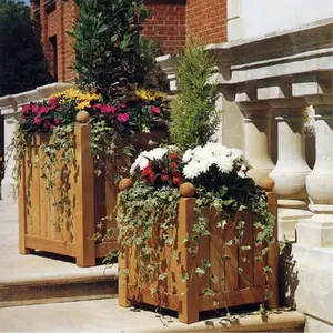 屋外の都市通りの家具庭の公園の装飾的な植木鉢の外の正方形の木のプランター