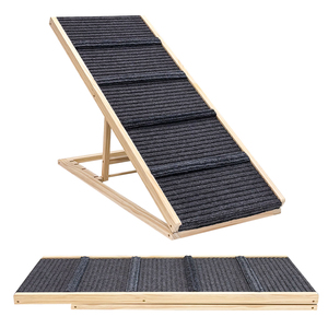 Höhenverstellbare Faltbare Holz-Hunderampe Langlebige Hundetreppe mit Hoher Tragfähigkeit Outdoor-Hundeleiter - Product Image 1