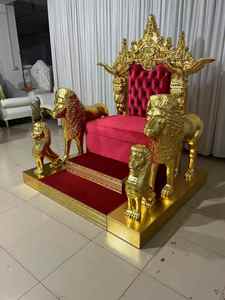 Silla de Trono Dorada para Bodas y Banquetes, Estilo Rey y Reina, Precio de Fábrica - Product Image 6