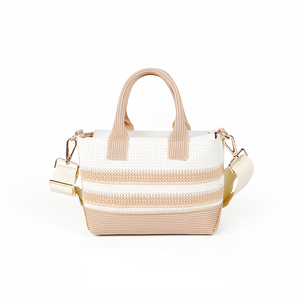Borsa Tote da Donna Color <span class=keywords><strong>Cammello</strong></span> per Vacanze al Mare, Lavorata a Maglia con Chiusura a Cerniera, Portatile, Stile Vintage, Realizzata in Poliestere - Product Image 4