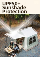 Tente de camping gonflable légère, imperméable, quatre saisons, 3.7, 2 personnes, installation rapide automatique, portable, en coton Oxford