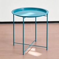Table basse ronde pliable en métal pour la maison, avec plateau amovible, élégante et pratique